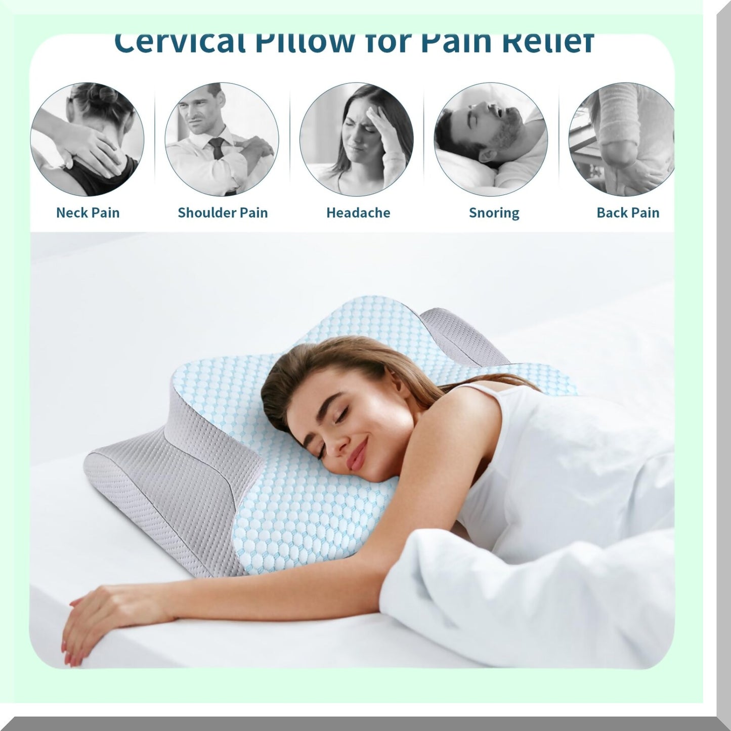 OrthoRelax Memory Foam Neck Pillow - Pain Relief Contour Pillow for Shoulder, Back, Stomach Sleepers. Ergonomic Orthopedic Bed Pillow with Breathable Pillowcase.