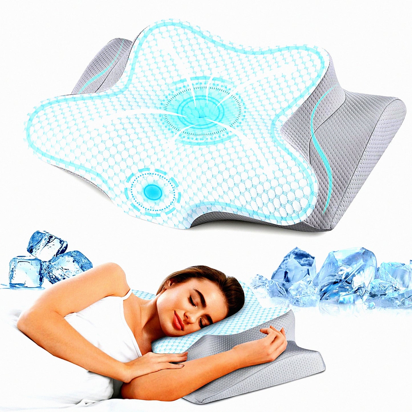 OrthoRelax Memory Foam Neck Pillow - Pain Relief Contour Pillow for Shoulder, Back, Stomach Sleepers. Ergonomic Orthopedic Bed Pillow with Breathable Pillowcase.