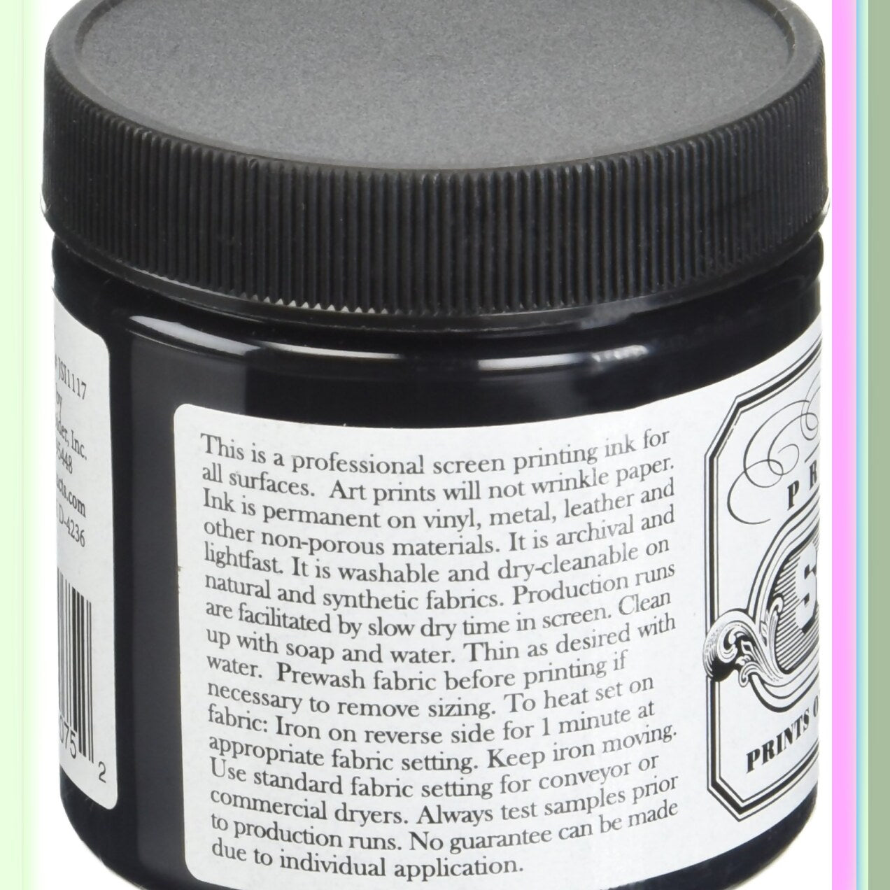 Black Water-Soluble Screen Printing Ink 4oz