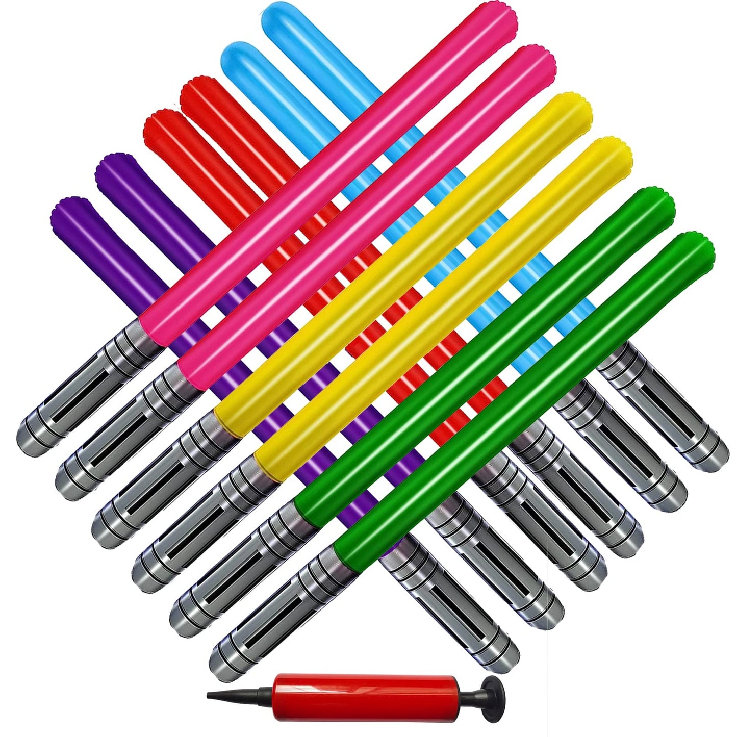 Inflatable Saber Sword Party Pack - 13 Pieces of Fun! Perfect for Themed Parties, Stocking Stuffers, and Playtime. Get your swords ready for battle!