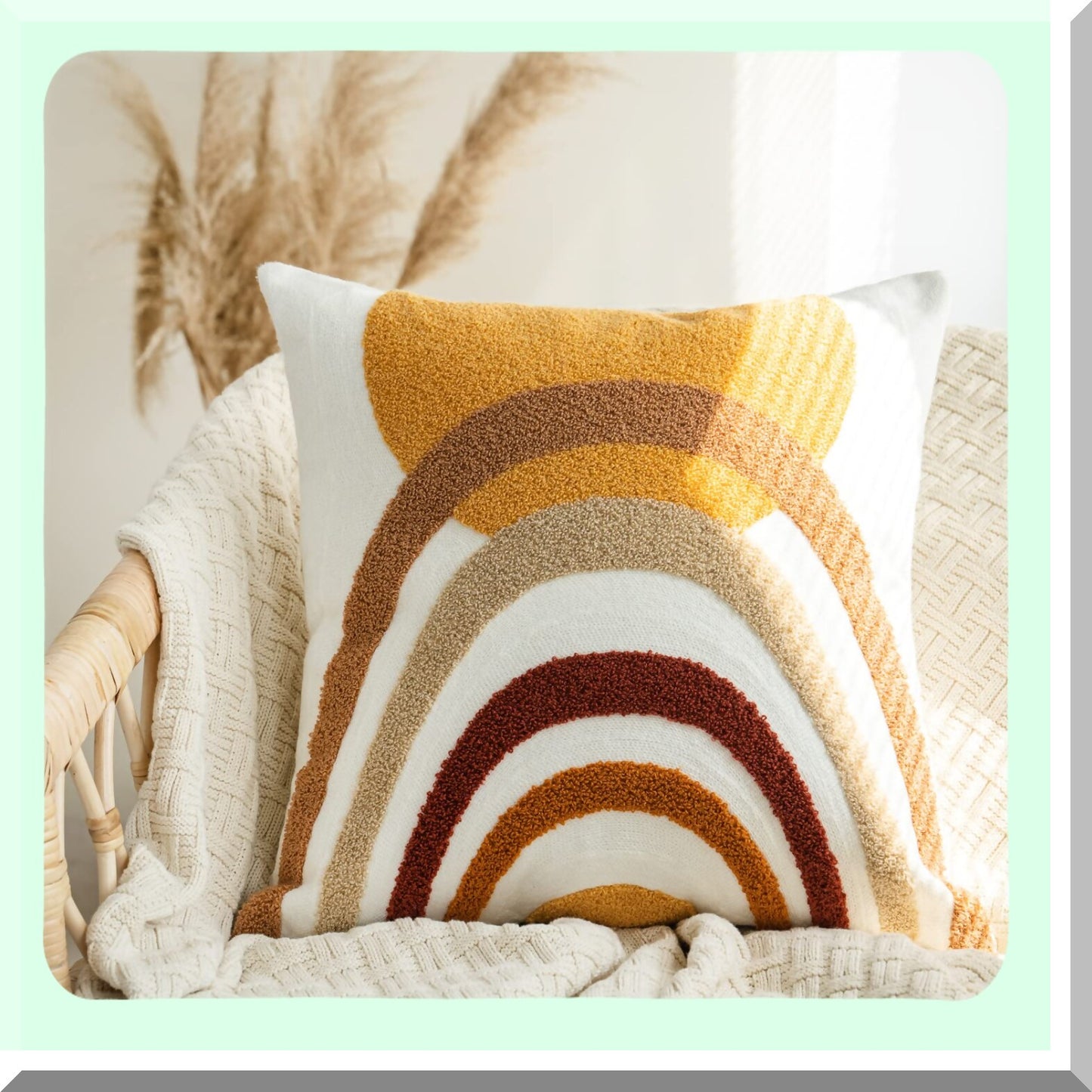 Neutral Boho Tufted Geometric Pillowcase - Soft Woven Decorative Cushion Cover for Bed Couch Living Room - Modern Abstract Bohemian Sham