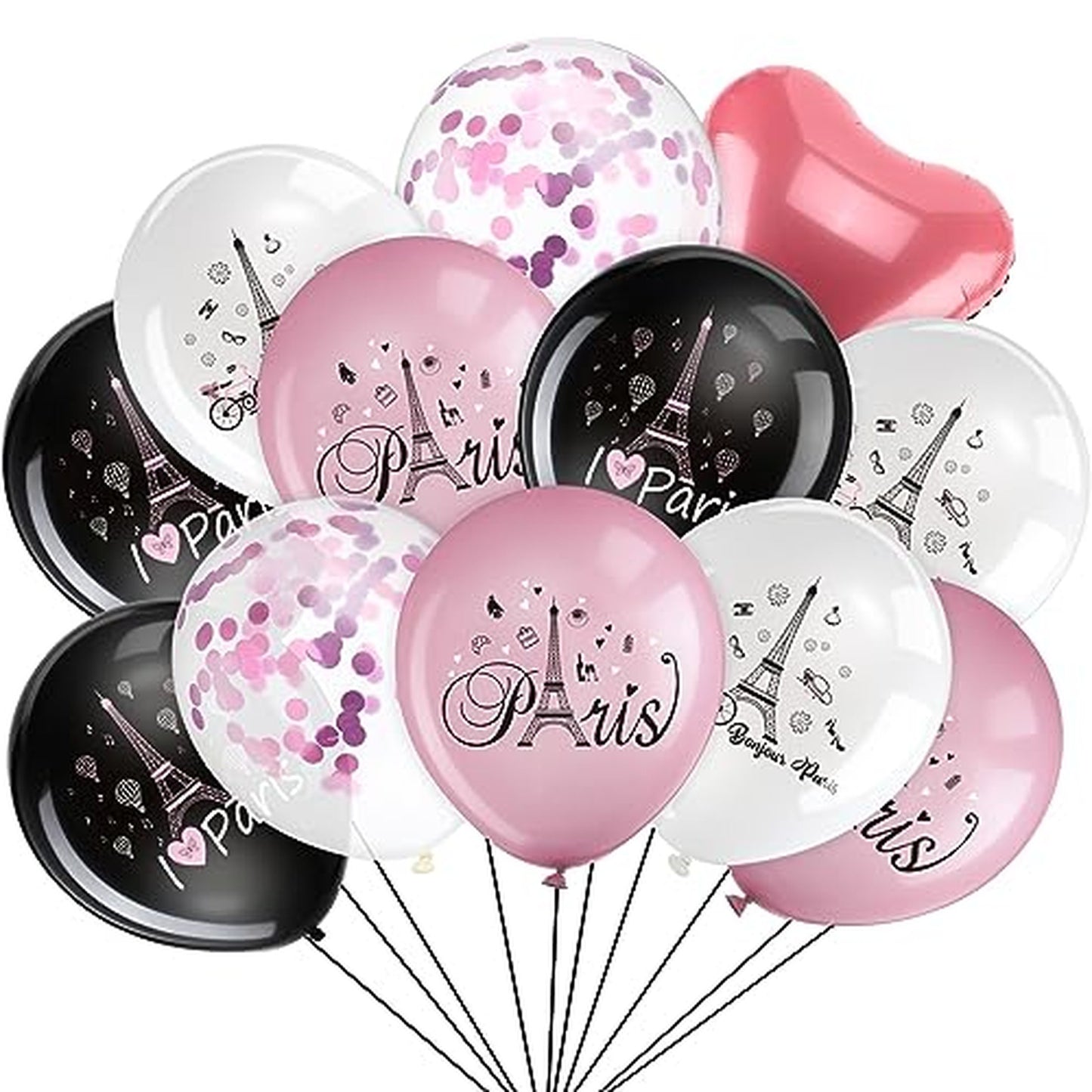 Parisian Elegance Balloon Set - 45pcs Eiffel Tower Latex Balloons for Paris Theme Birthday, Wedding, Baby Shower Party Decorations & Supplies.