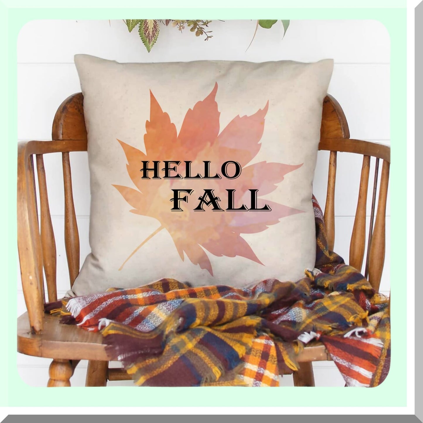 Autumn Harvest Pillow Covers - Set of 4, Hello Fall Maple Leaf & Pumpkin Design, 16x16 Inch, Thanksgiving Decor for Fall Holiday