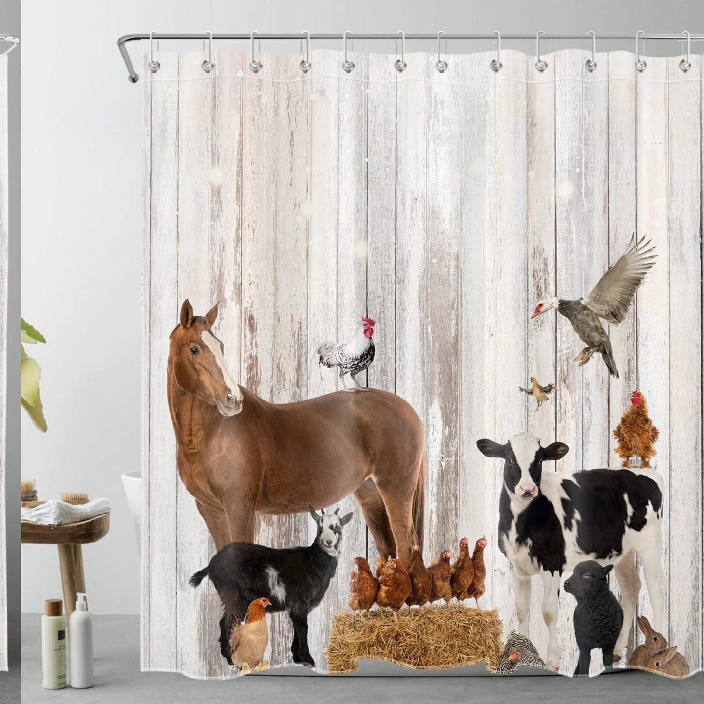 Farm Shower Curtain Decor 72x72 Inches Polyester Fabric