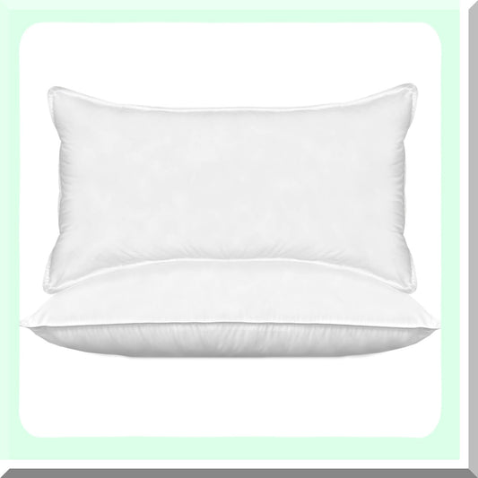 CoolCotton Gel-Infused Plush Pillows - 2 Pack Standard/Queen Set for Side, Back, Stomach Sleepers. Hotel Quality, Cooling Technology, White Shell.