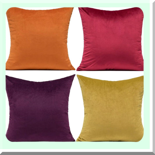 GemTone Velvet Throw Pillow Cover Set - Colorful Decorative Cushion Covers for Bedroom & Living Room - Soft 18x18 Inch - Pack of 4
