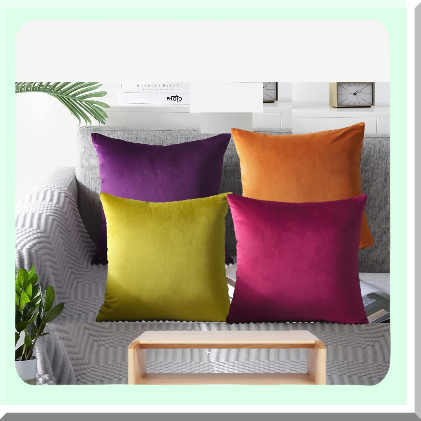 GemTone Velvet Throw Pillow Cover Set - Colorful Decorative Cushion Covers for Bedroom & Living Room - Soft 18x18 Inch - Pack of 4