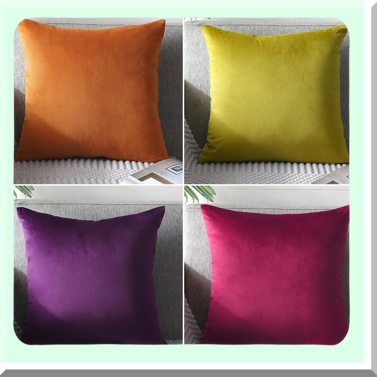 GemTone Velvet Throw Pillow Cover Set - Colorful Decorative Cushion Covers for Bedroom & Living Room - Soft 18x18 Inch - Pack of 4