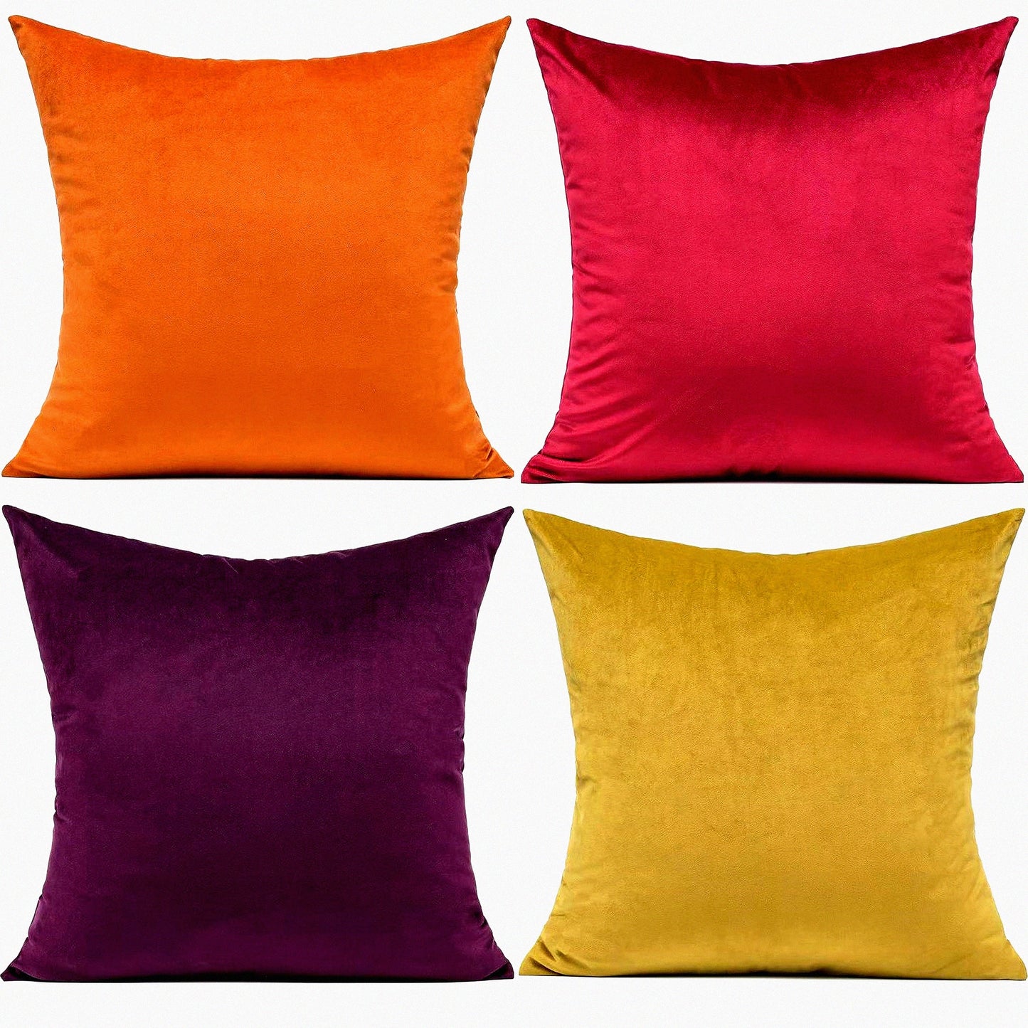 GemTone Velvet Throw Pillow Cover Set - Colorful Decorative Cushion Covers for Bedroom & Living Room - Soft 18x18 Inch - Pack of 4