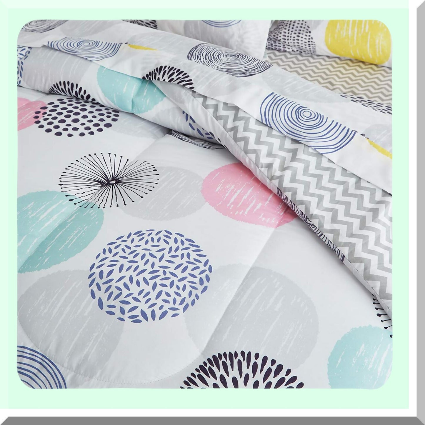 Colorful Dots Cozy Comforter Set - Twin Size Bedding Bundle with Soft Microfiber Sheets - Warm Winter Bed in a Bag - 6 Piece Set with 1 Comforter, 2 Pillow Shams, 1 Flat Sheet, 1 Fitted Sheet, 1 Pillowcase