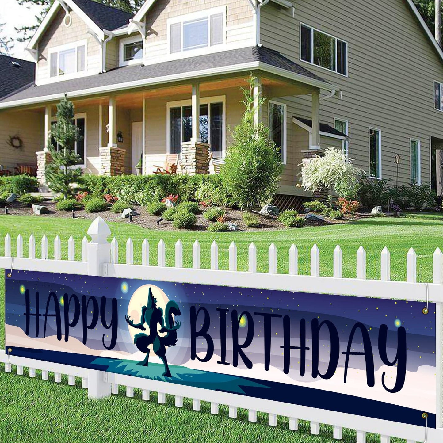 Wolf Pack Party Banner - Birthday Decorations & Supplies for Kids, Boys, Girls, Men, Women - Outdoor Lawn Sign - Wolf Theme Baby Shower - 9.8 x 1.6 Ft