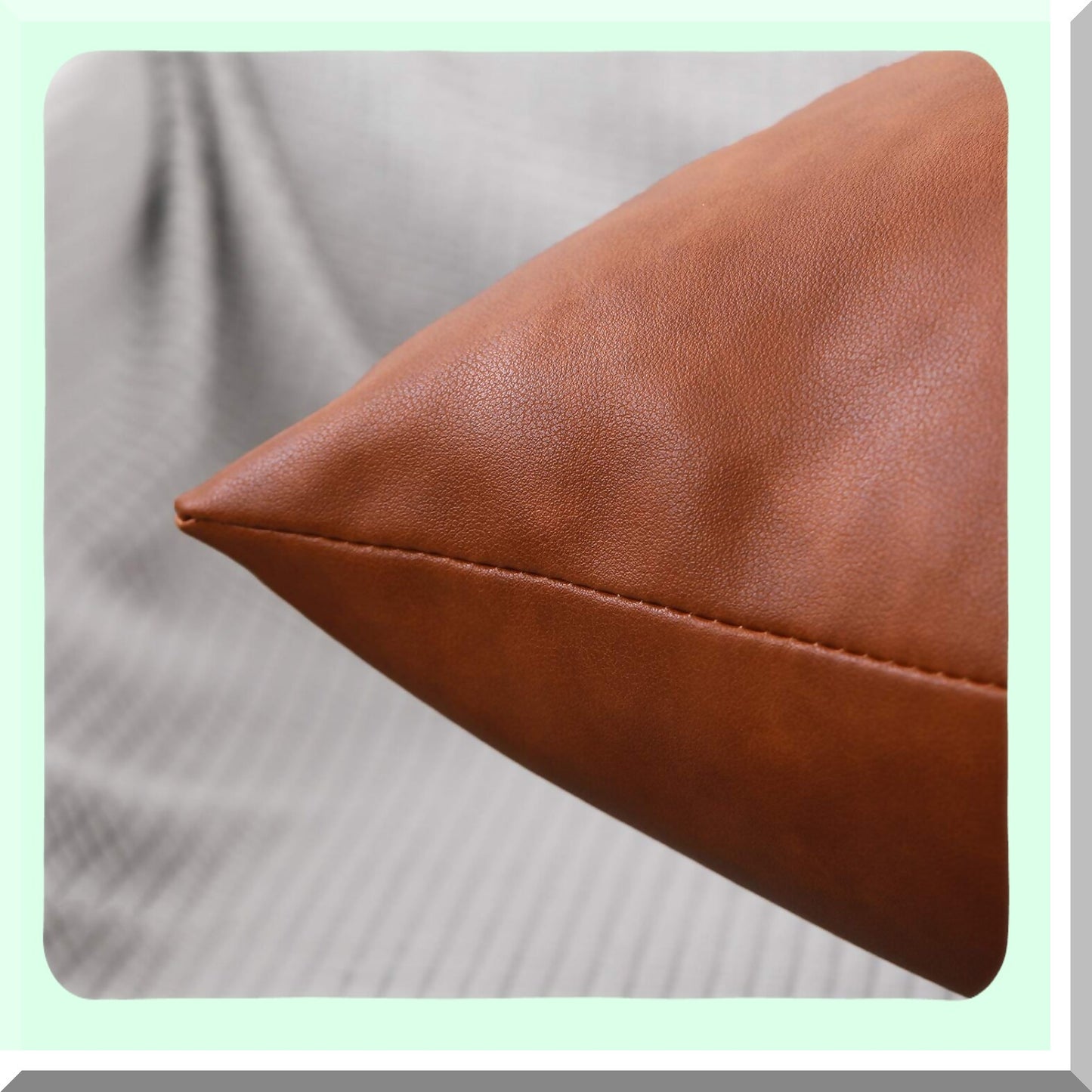 Rustic Chic Leather Pillowcase Set - 24x24 Inch Farmhouse Accent Cushion Covers for Living Room & Bedroom Sofa - 2 Pack Home Decor Accessory