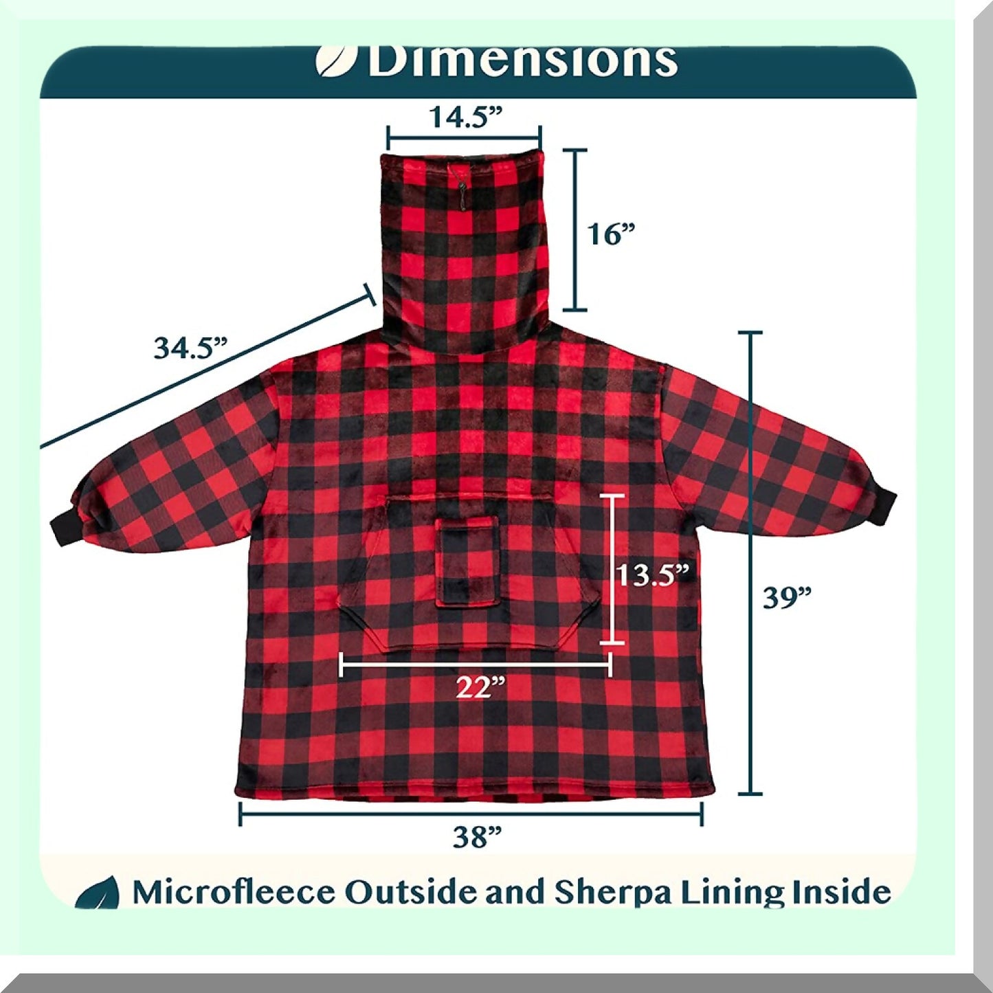 CozySherpa Oversized Blanket Hoodie - Ultra Plush Fleece Sweatshirt for Women & Men, Thick Warm Sweater with Neck Warmer, Perfect Gift for Mom & Wife, Checker Red