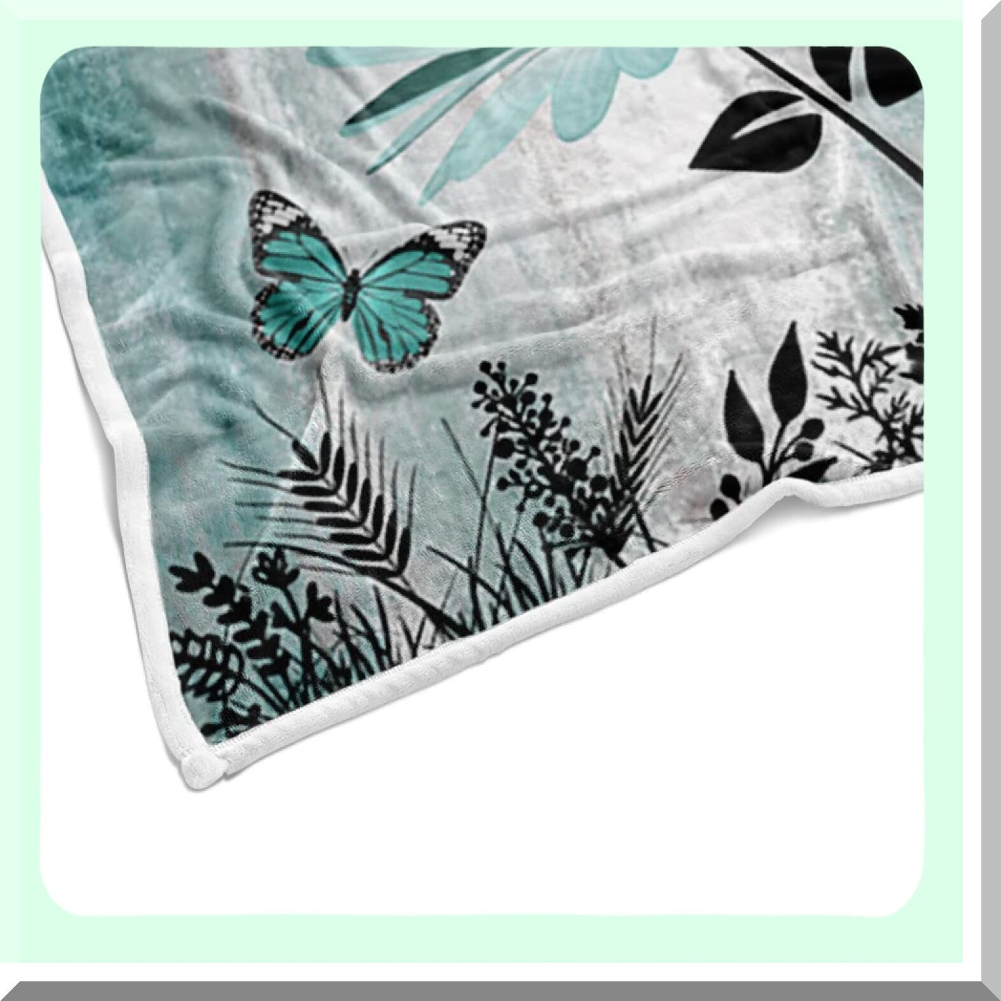 Country Charm Teal Daisy Throw Blanket - Cozy Turquoise Blue & White Fleece for Bed & Couch