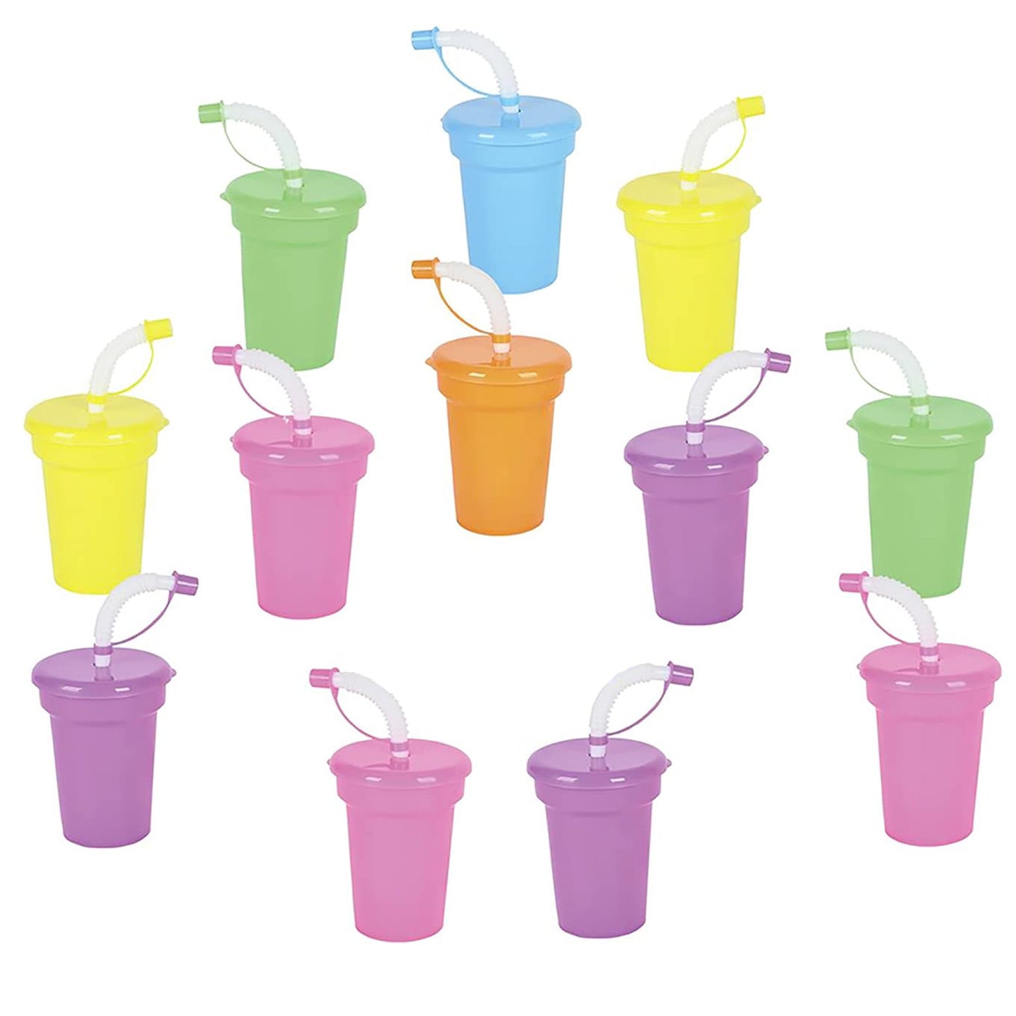 Neon Sipper Cups 12 Pack for Parties and Events