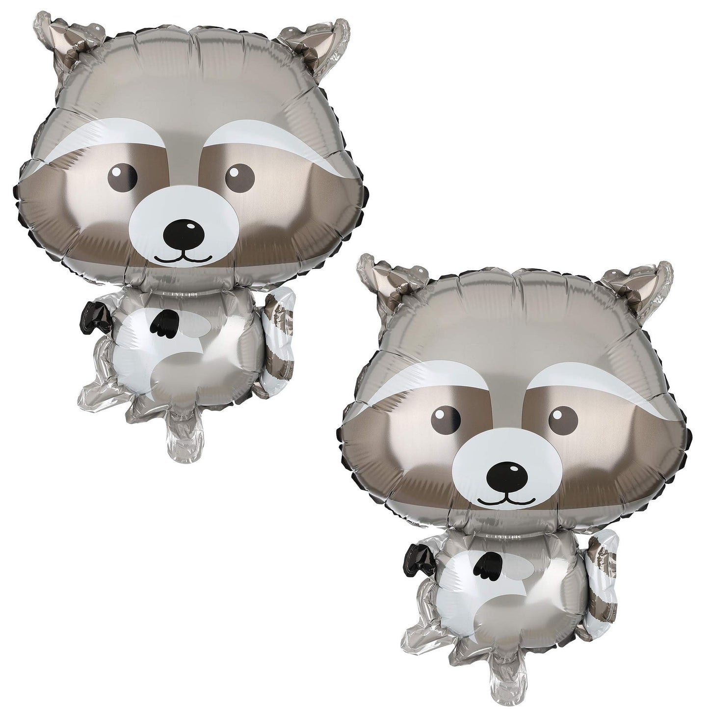 2 Pcs Raccoon Shaped Mylar Balloons for Woodland Party Decorations