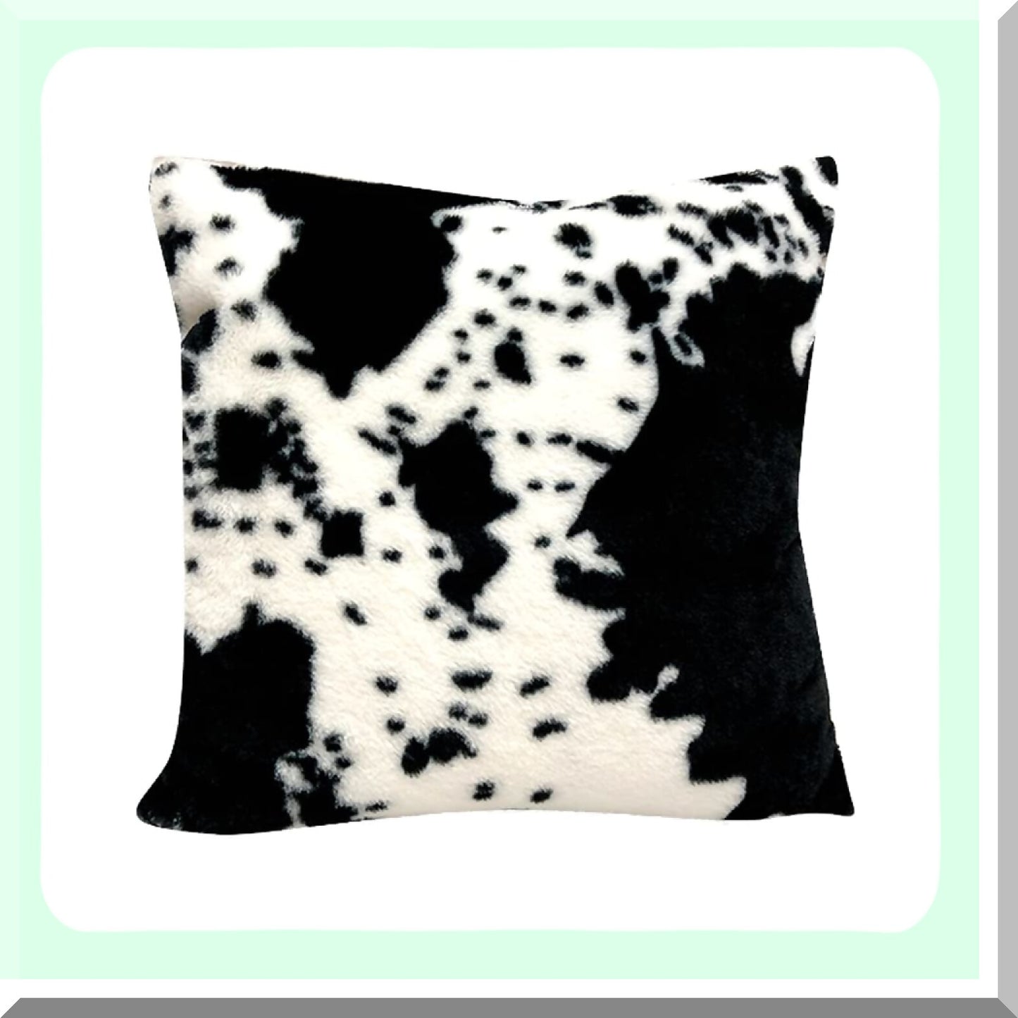 Cozy Flurry Farmhouse Cowhide Throw Pillow Covers - Set of 2, Animal Print, Black White Pattern, Soft Fleece, Couch Bed Sofa Accent, 22x22Inch