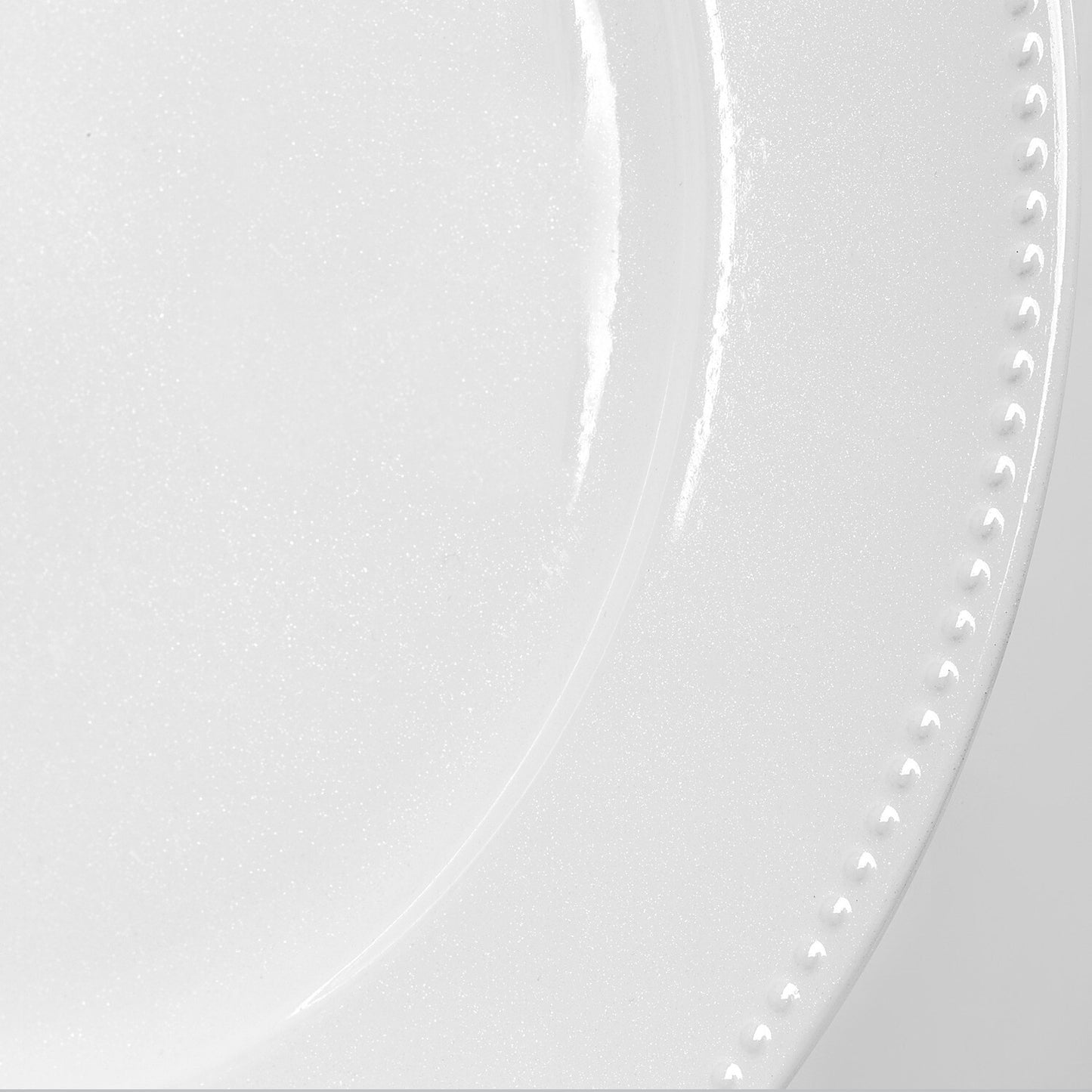 Pearlized White Plastic Charger Plates with Beaded Rims, 13 in. (Pack of 12)