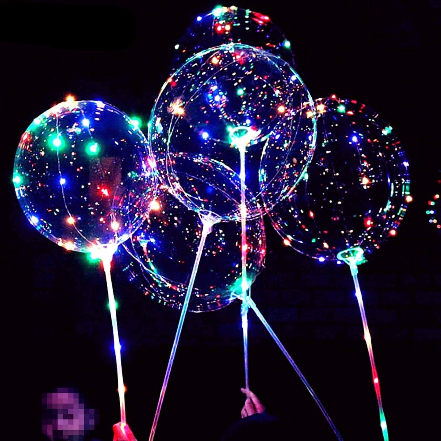 LED Light Up Bubble Balloons with Stick for Parties