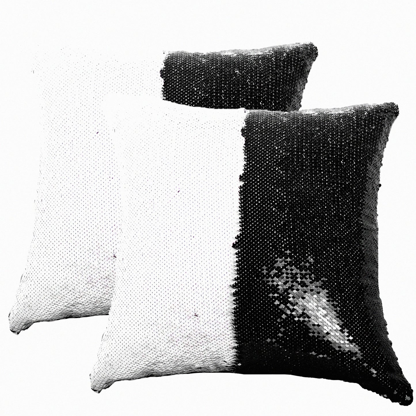 Mermaid Magic Reversible Sequin Pillowcase Set - Black 16x16 - Personalized Kids Decorative Cushion Covers - Sublimation Blank 2PCS