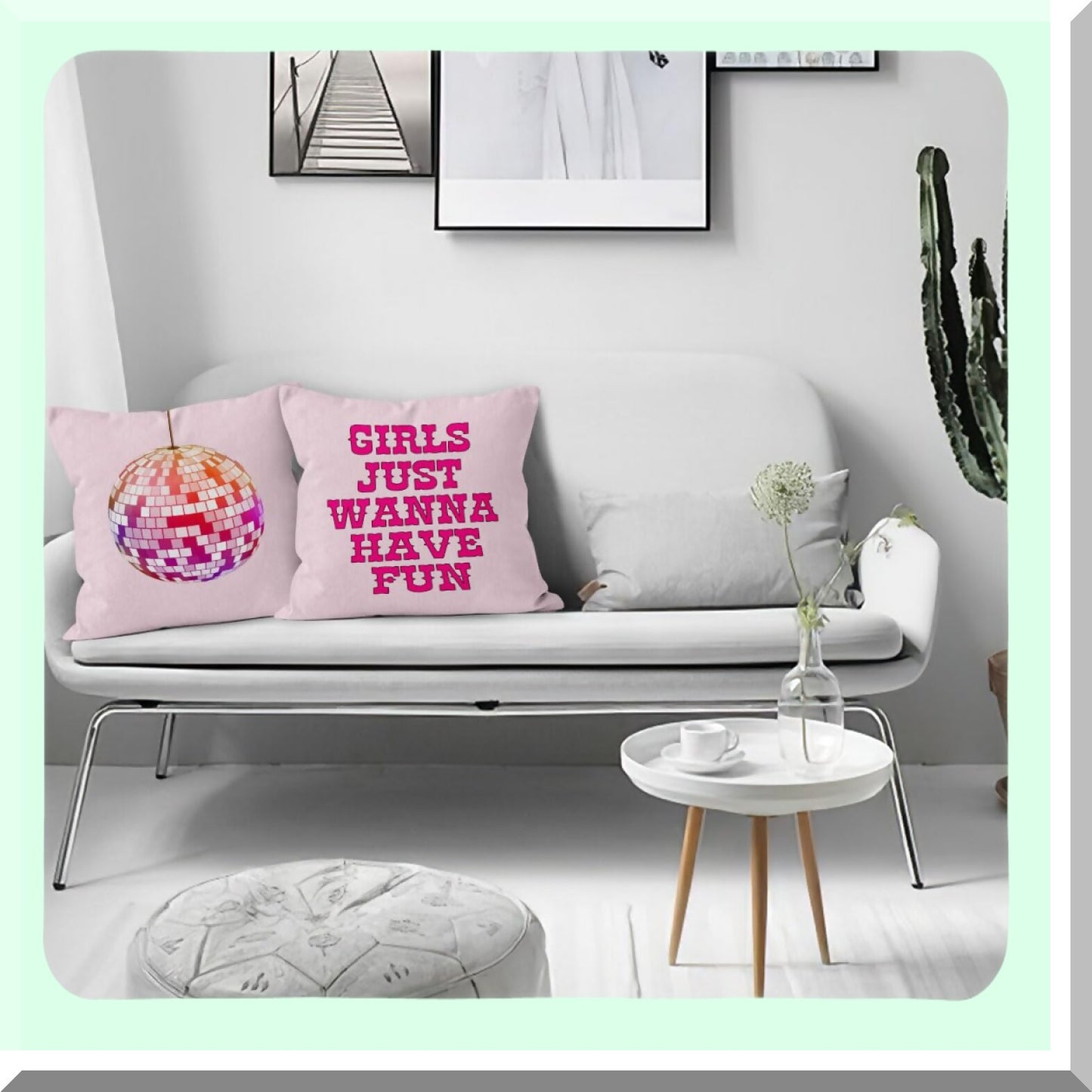 Disco Cowgirl Fun Pillowcase Set - Hot Pink Preppy Howdy Boots Decor for Girls Room Dorm Sofa Bed, 18x18 Inch Throw Pillow Cover, Set of 4