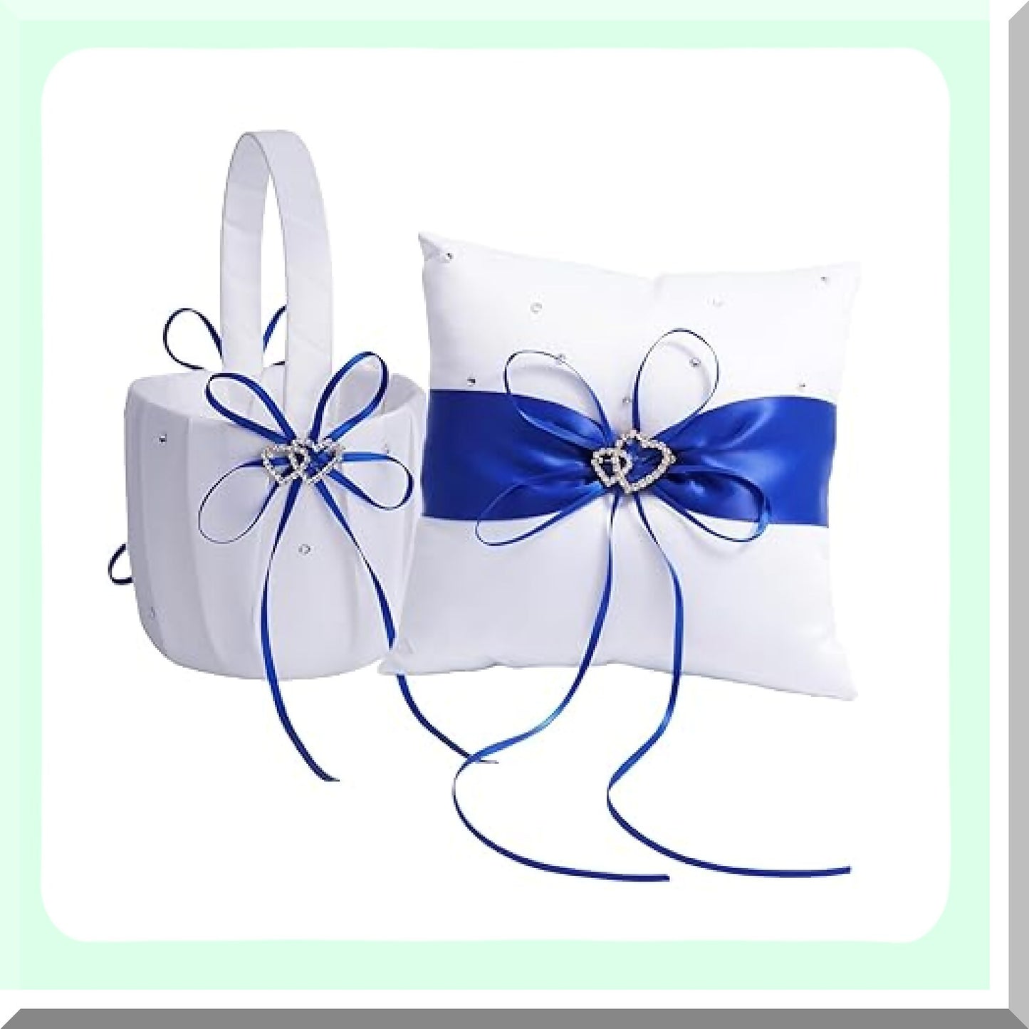 Wedding Ring Pillow and Flower Girl Basket Set for Wedding