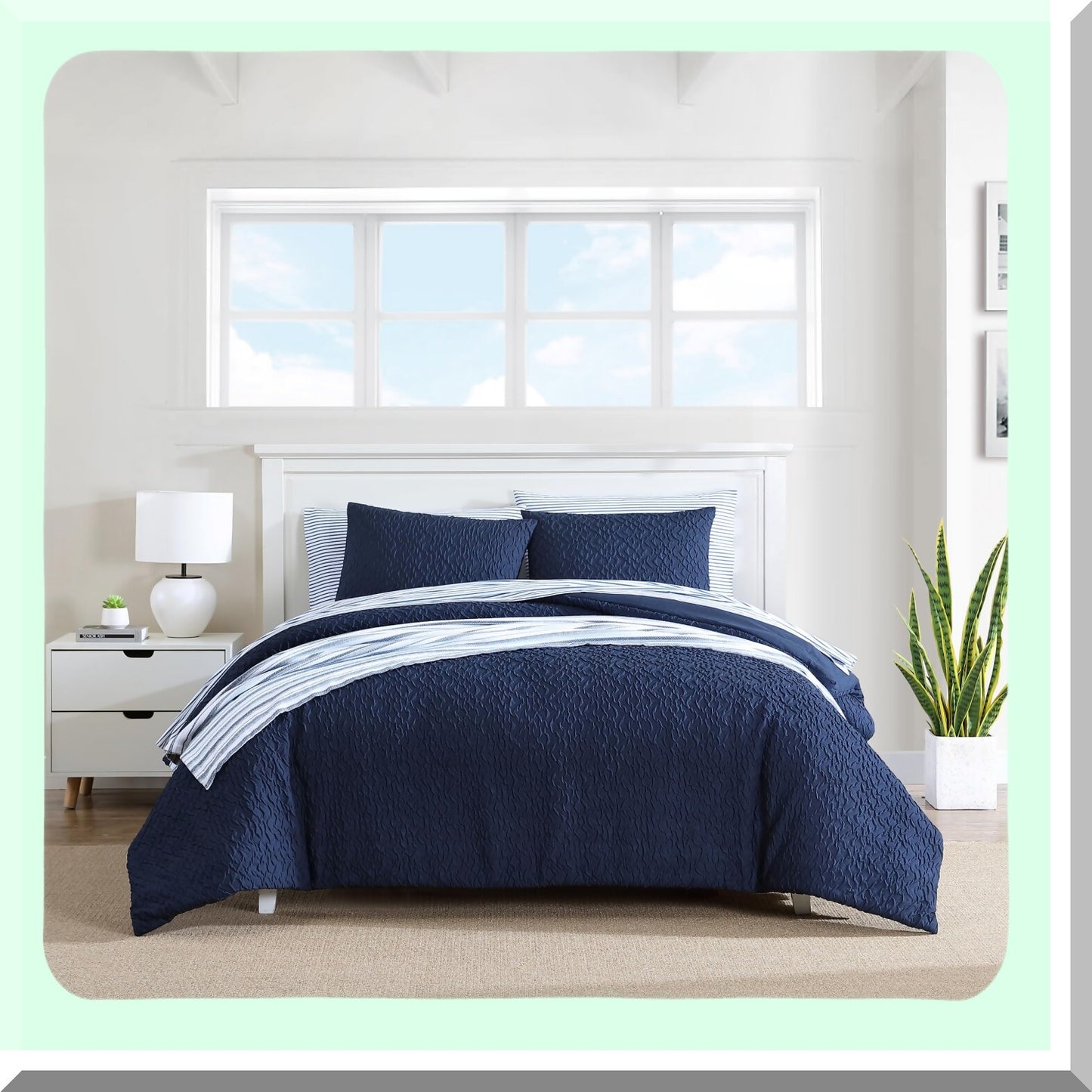 Navy Harbor Comfort Twin Set - Soft Cozy Microfiber Bedding with Matching Sham for All Season Home Decor. Twin Size Comforter Set.