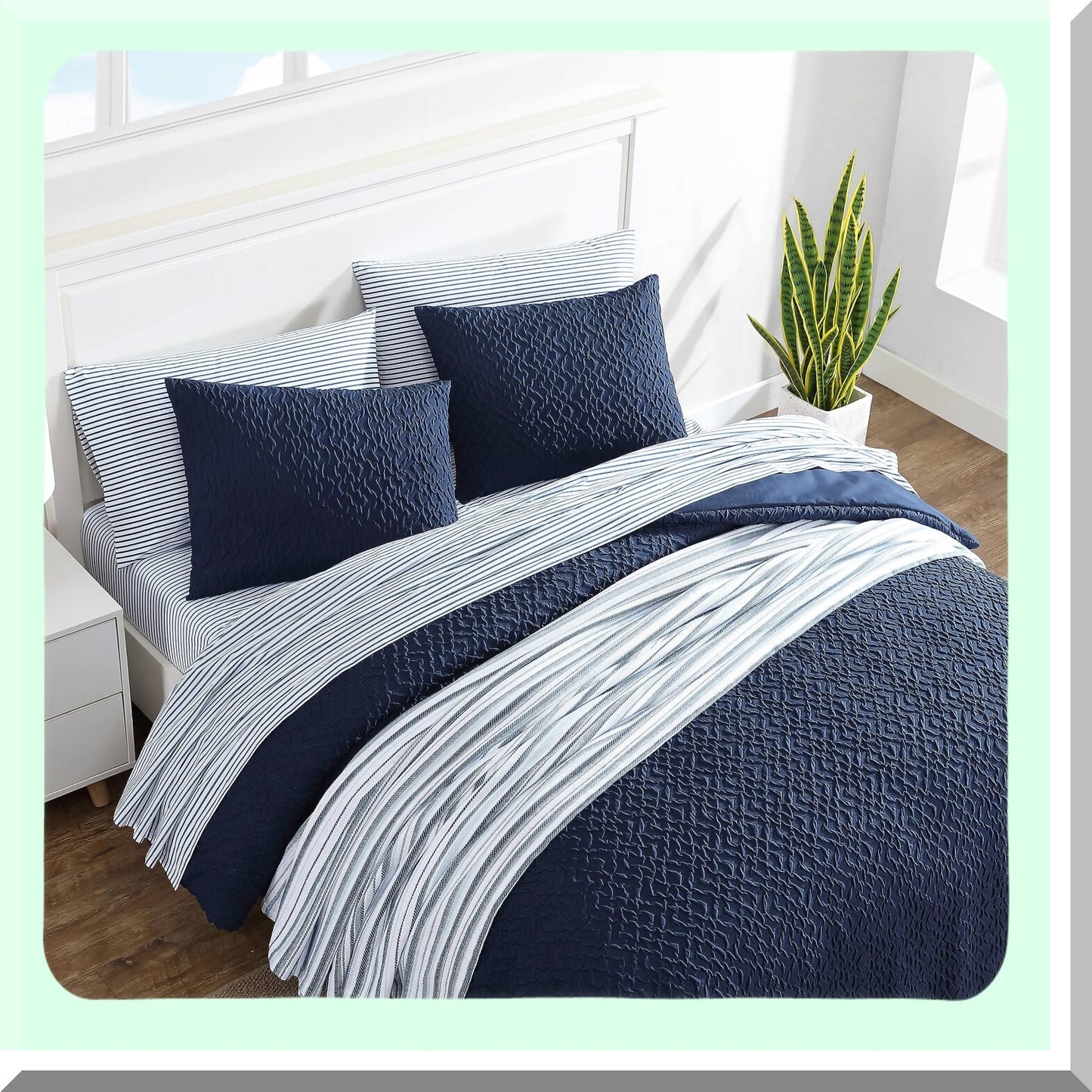 Navy Harbor Comfort Twin Set - Soft Cozy Microfiber Bedding with Matching Sham for All Season Home Decor. Twin Size Comforter Set.