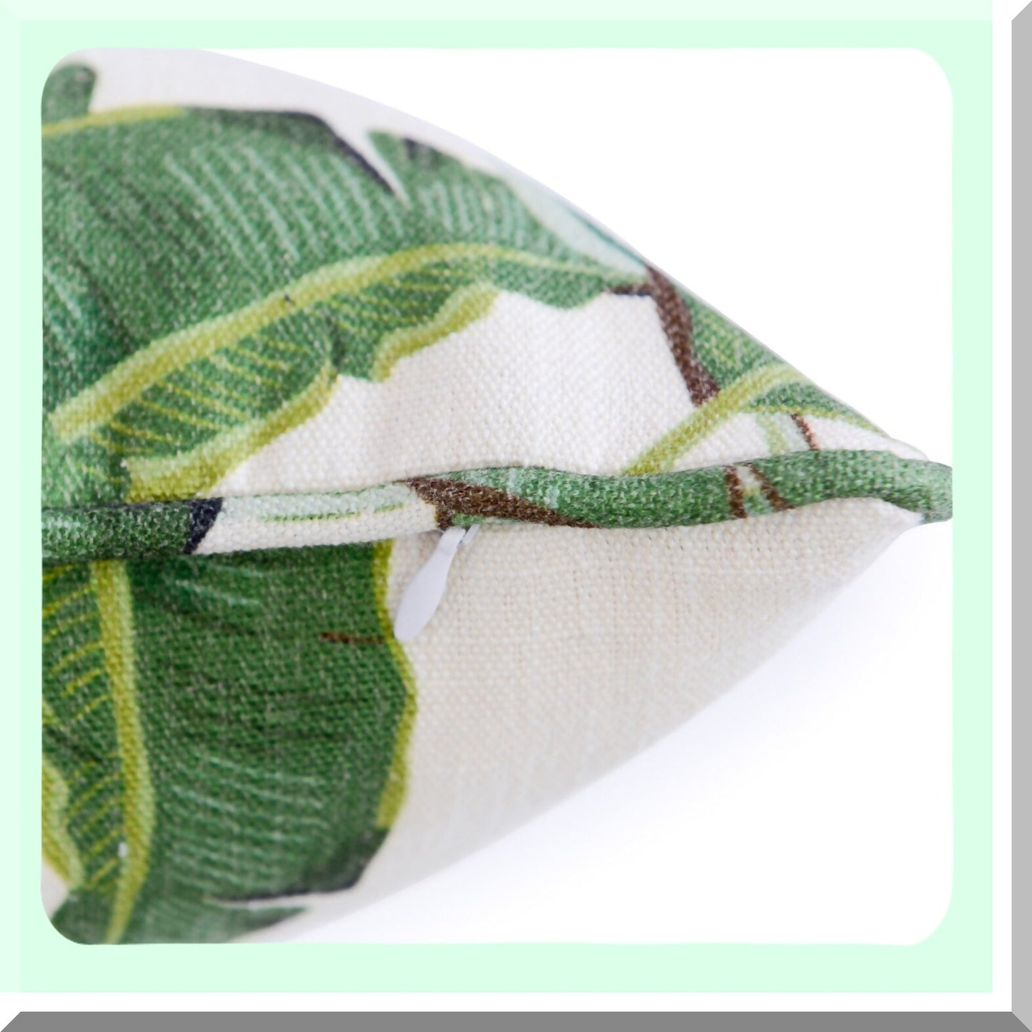 Tropical Leaf Cotton Linen Lumbar Pillow Cover Set - Premium Decorative Banana Leaf Design - 12"x20" - Pack of 2 - Home Decor Accent
