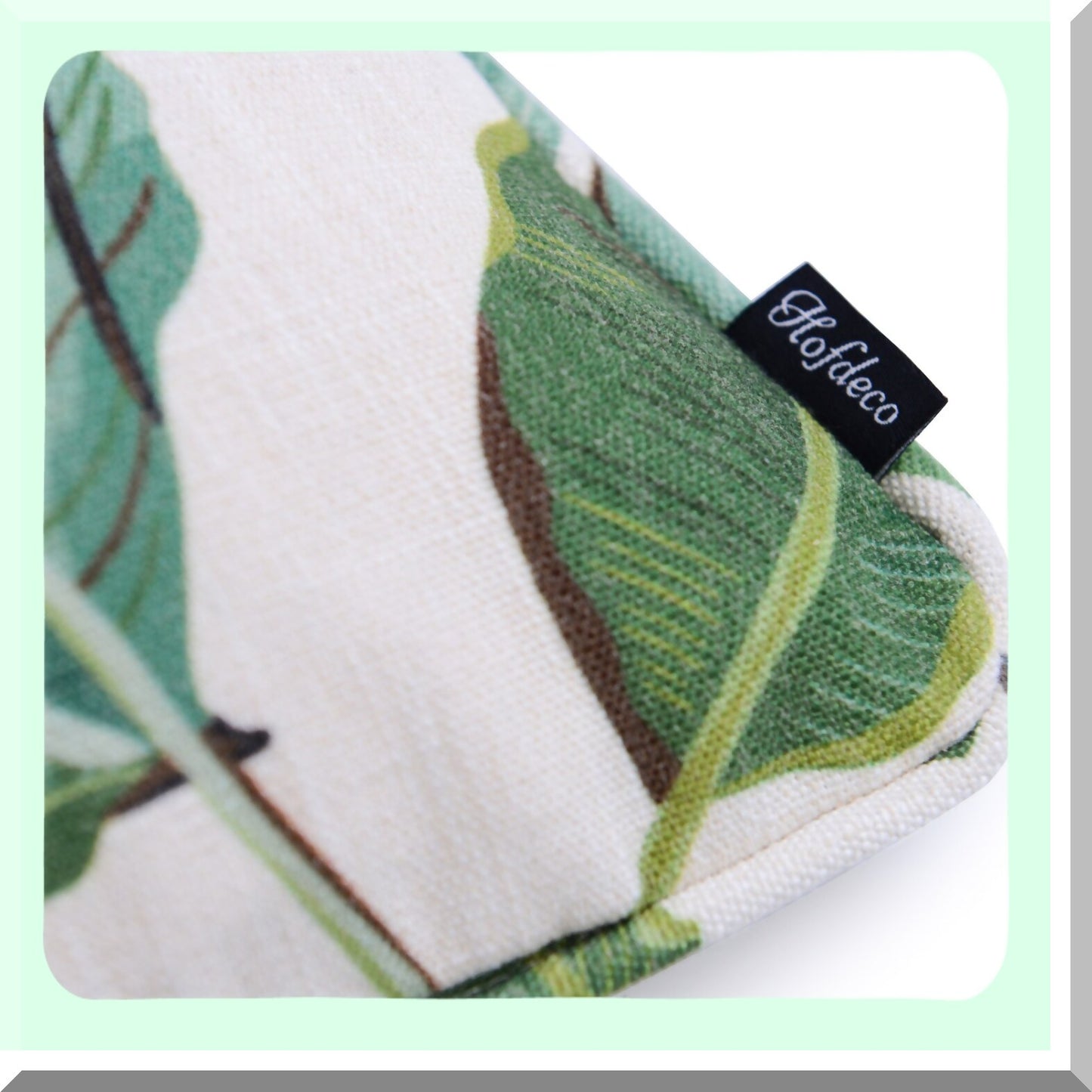 Tropical Leaf Cotton Linen Lumbar Pillow Cover Set - Premium Decorative Banana Leaf Design - 12"x20" - Pack of 2 - Home Decor Accent