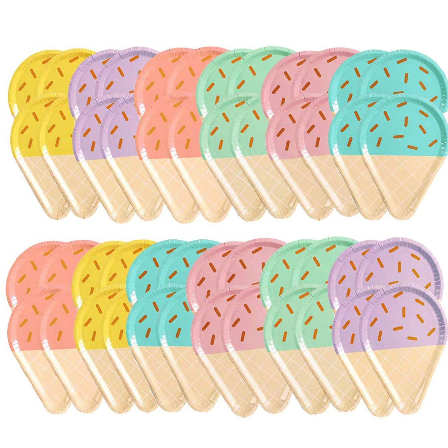 48 Pack Ice Cream Party Plates for Kids and Events