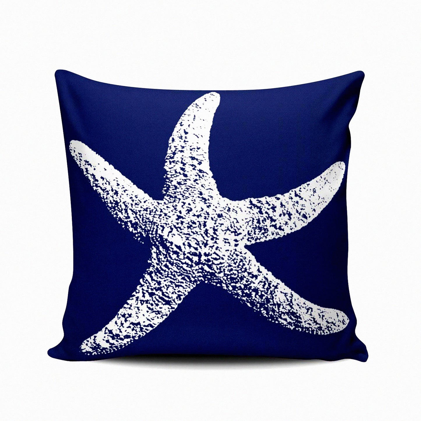 Starfish Dream Navy Blue White Pillowcase - 20X20 Inch Square Throw Cushion Cover - Double Sided Printed Home Decor - Coastal Beach Theme