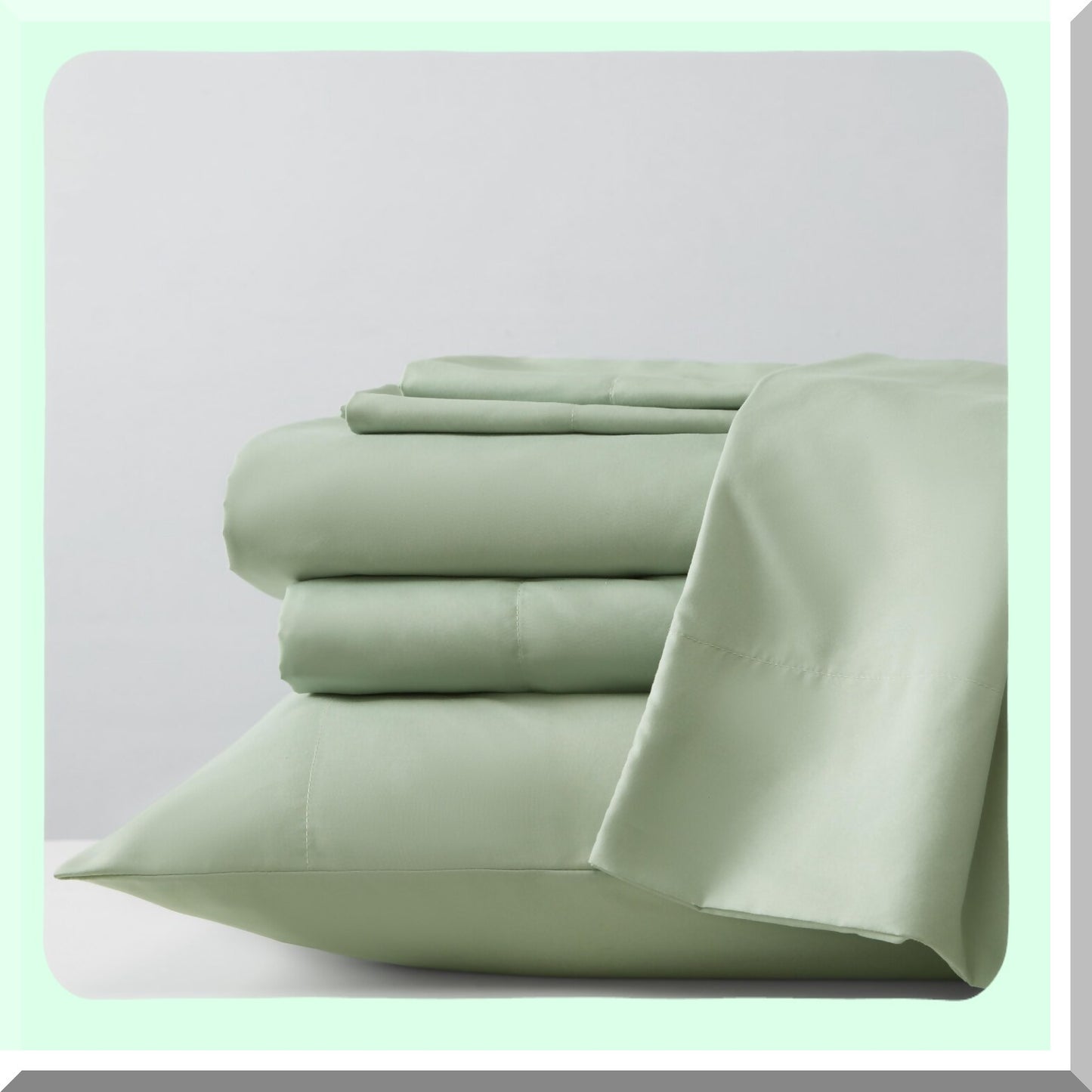 EcoCool Full Sheet Set - Soft Recycled Polyester Bedding, Wrinkle-Resistant & Cooling Finish - Solid Green - 6-Piece Bed Set