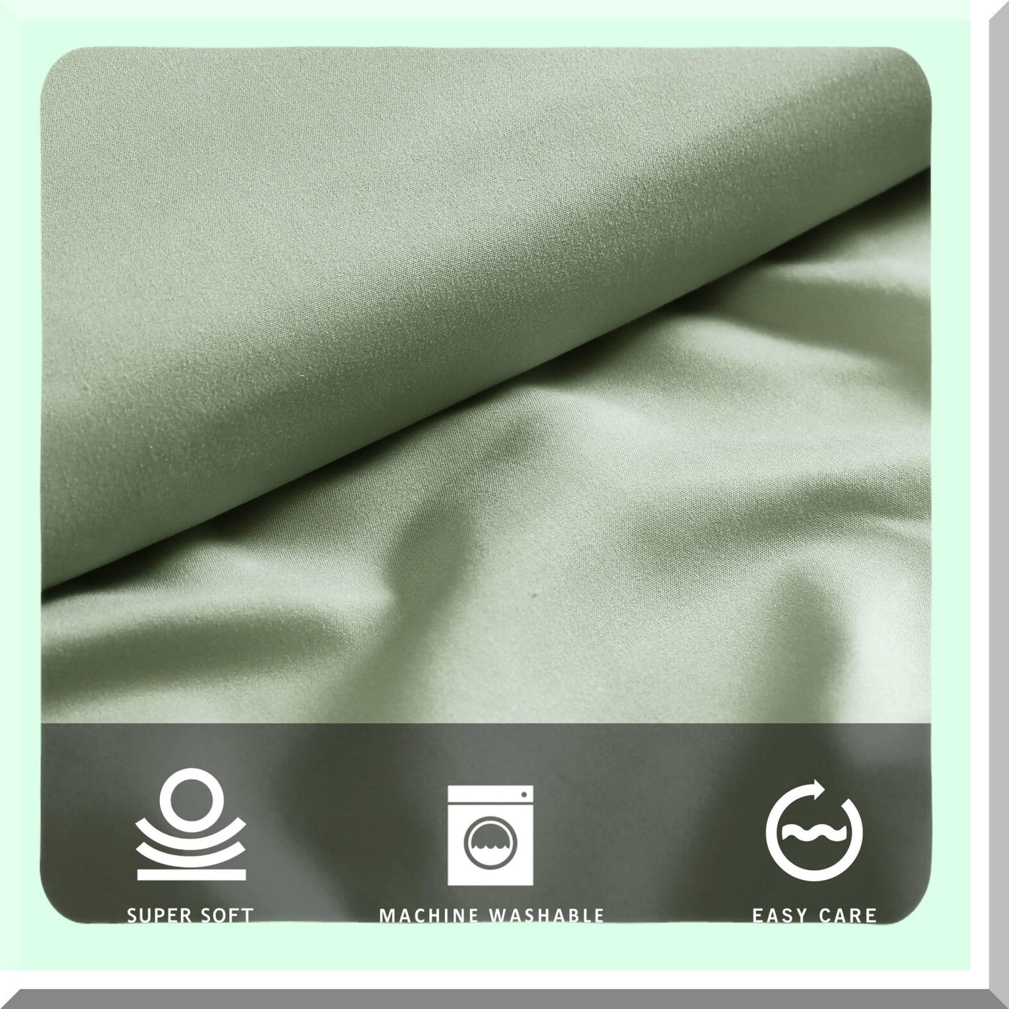 EcoCool Full Sheet Set - Soft Recycled Polyester Bedding, Wrinkle-Resistant & Cooling Finish - Solid Green - 6-Piece Bed Set