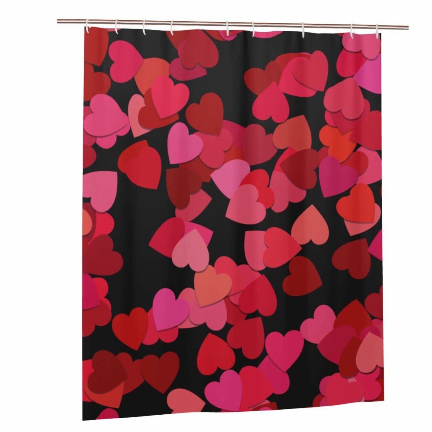 Romantic Hearts Red Shower Curtain 60x72in Waterproof