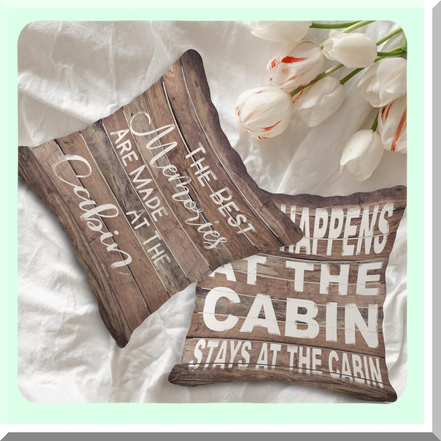 Vintage Cabin Wood Grain Throw Pillow Set - Outdoor Porch Decor - Cabin Rules Decor - Sofa Couch Bed Pillows Cover - 18x18 Inch, Set of 4