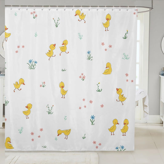 Kids Cartoon Duck Shower Curtain 72x72 Inches