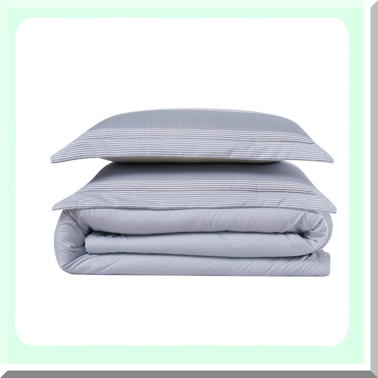 Luxury Stripe Comforter Set - Soft Grey Full/Queen 3 Piece Bedding Ensemble - Plush & Cozy Bedspread for Bedroom Decor - Elegant & Stylish Design