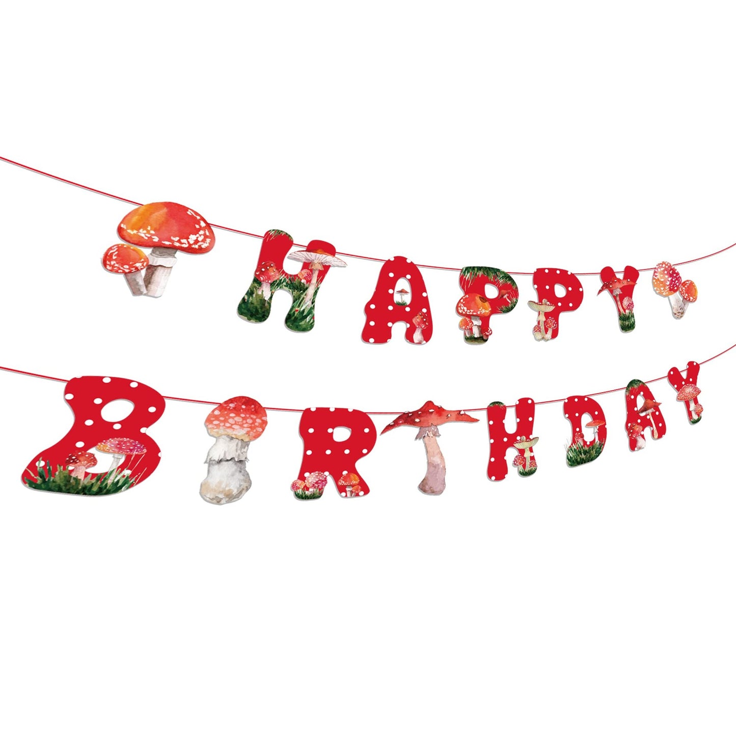 Mushroom Birthday Banner for Fairy Garden Party