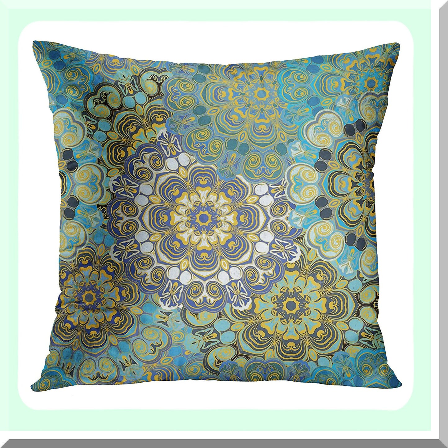 Boho Leafy Vintage Pillowcase Set - Brown Green Teal Grey Abstract Floral Decor - Home Decorative Covers - Standard Square 18x18 Inches