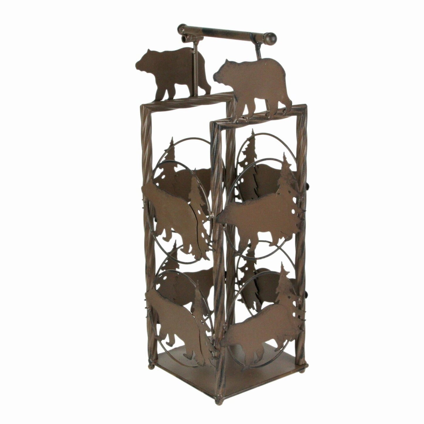 Rustic Metal Brown Bear Toilet Paper Holder