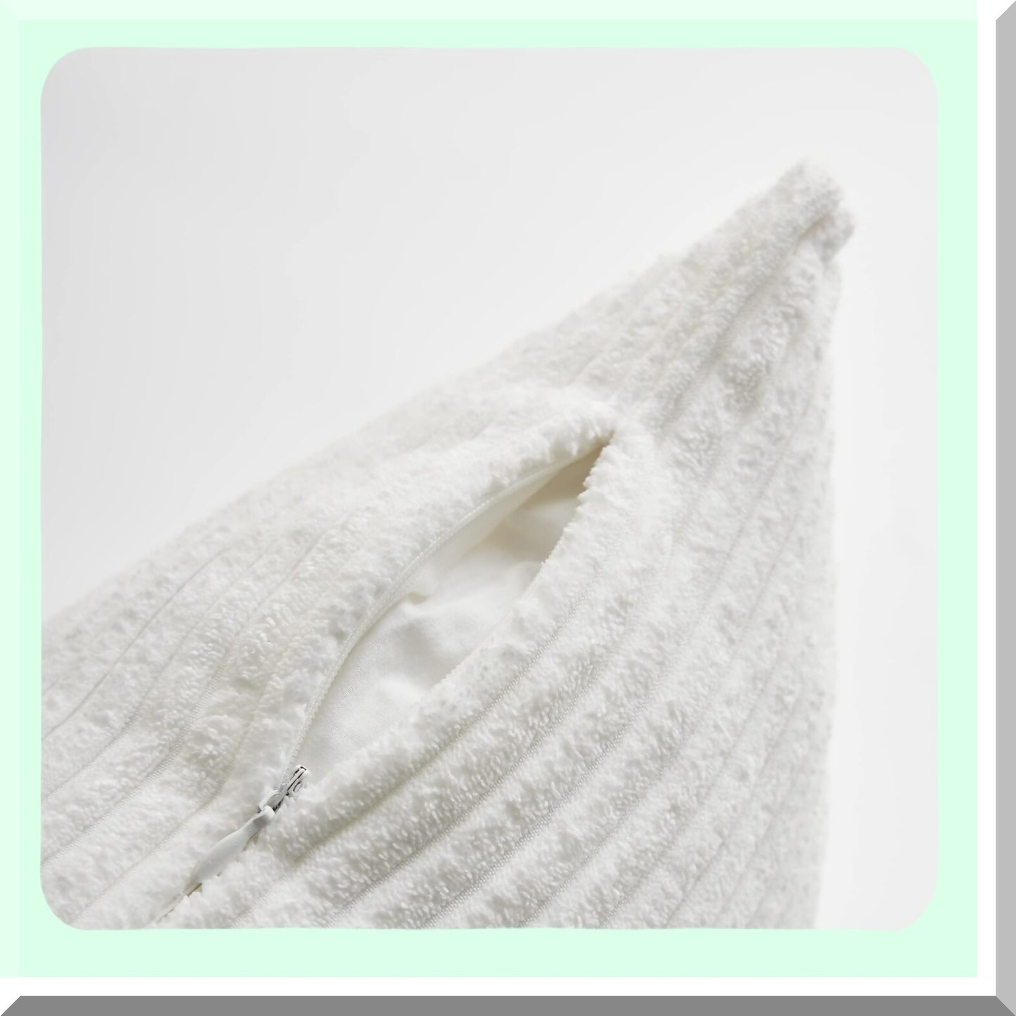 Soft Corduroy Striped Pillow Covers - Set of 2, 24x24 Square Decorative Euro Sham Covers for Couch Bed Bench Hanging Chair - Large Throw Pillows, White