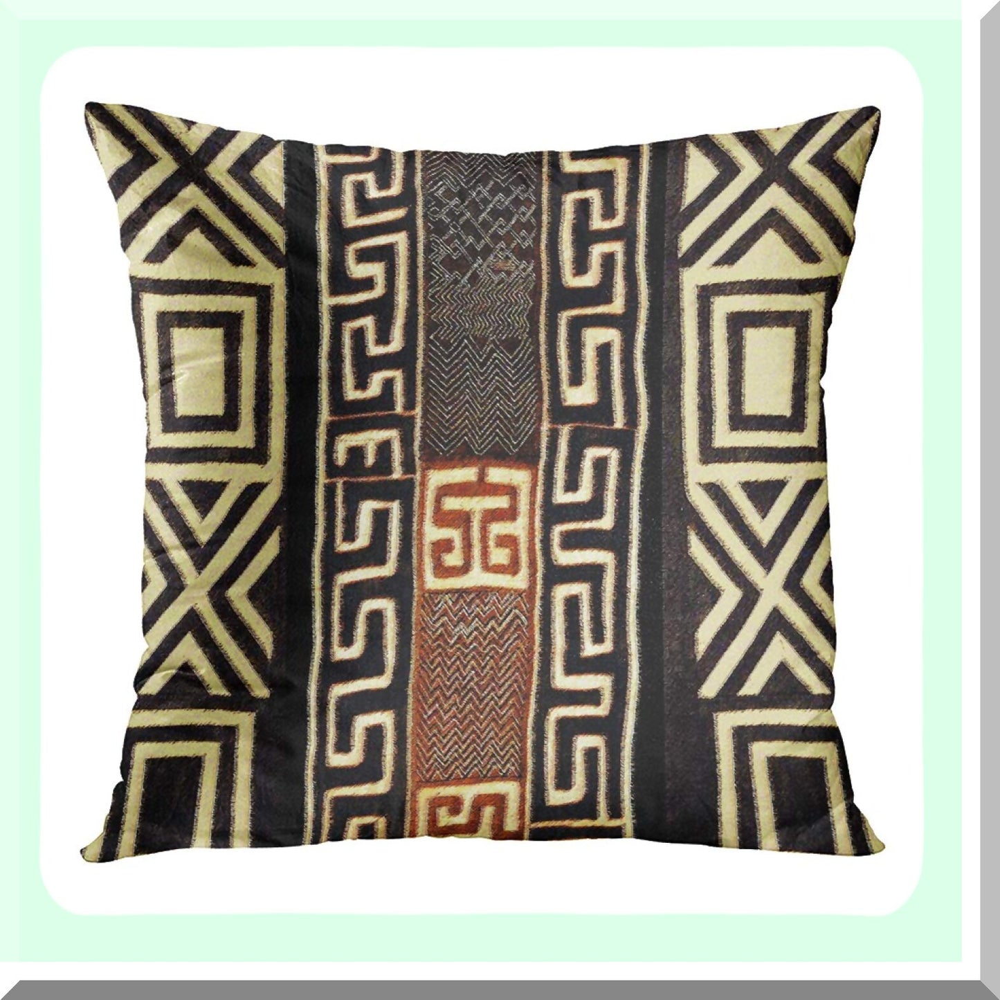 EarthTribal Geometric Pillowcase Set - Mud Cloth Inspired Decorative Cushion Covers for Sofa, Bed, Couch - 18x18 Inch Square Throw Pillow Covers