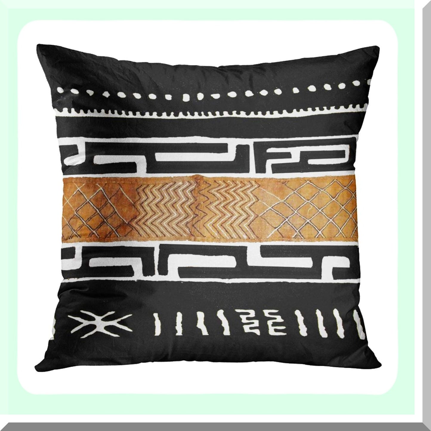 EarthTribal Geometric Pillowcase Set - Mud Cloth Inspired Decorative Cushion Covers for Sofa, Bed, Couch - 18x18 Inch Square Throw Pillow Covers