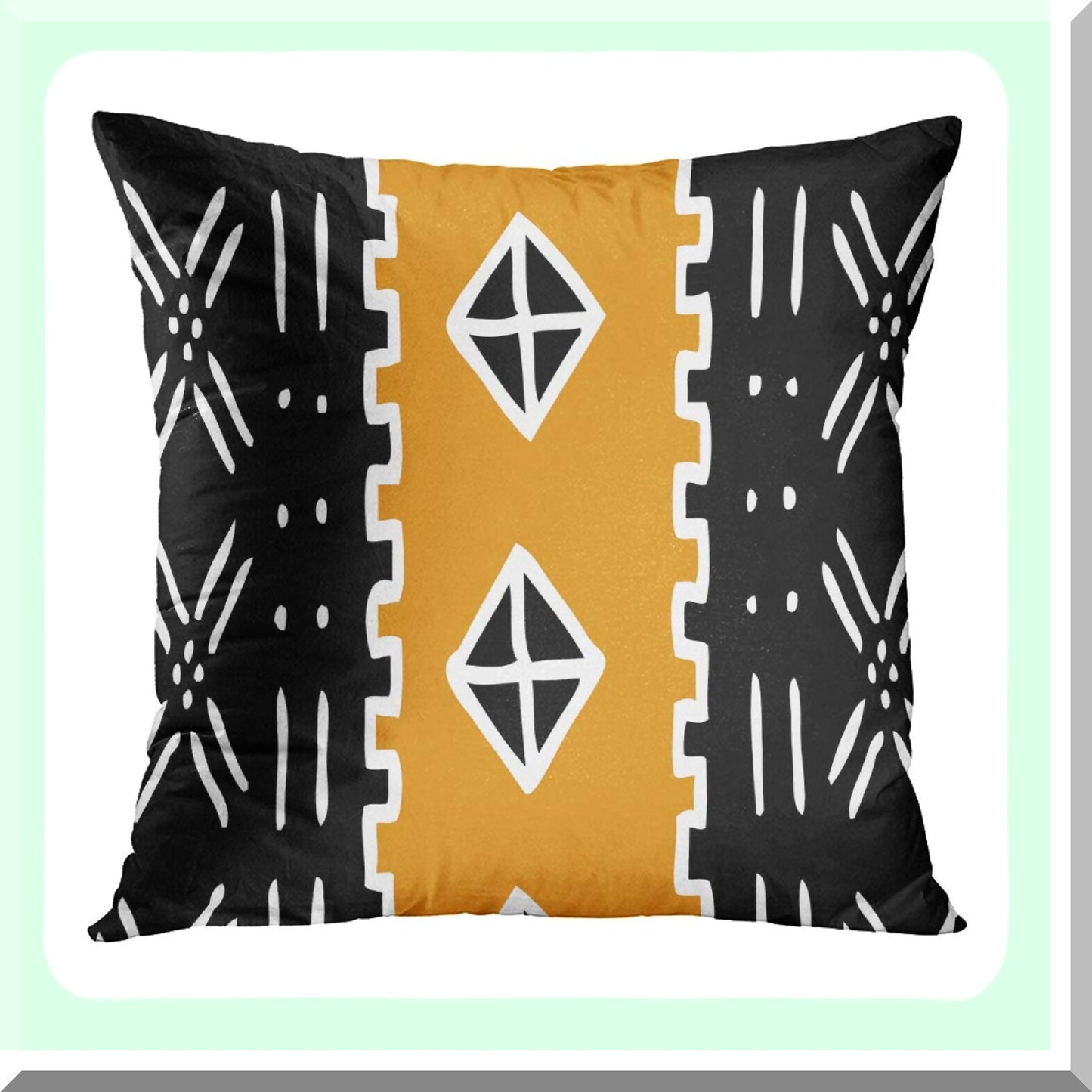 EarthTribal Geometric Pillowcase Set - Mud Cloth Inspired Decorative Cushion Covers for Sofa, Bed, Couch - 18x18 Inch Square Throw Pillow Covers