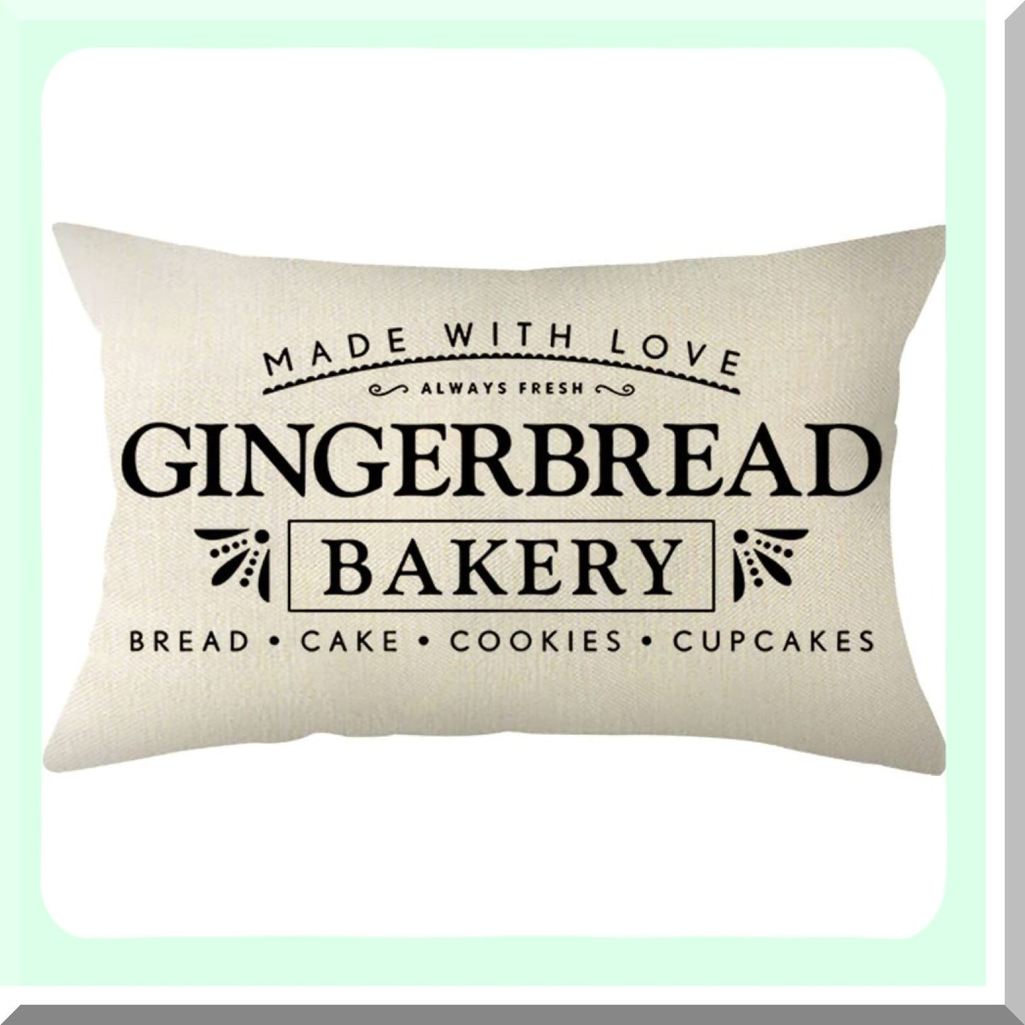 Winter Wonderland Lumbar Pillow Cover - Festive Holiday Farmhouse Decor for Sofa Couch - Gingerbread House Cushion Case, 12 x 20 Inch