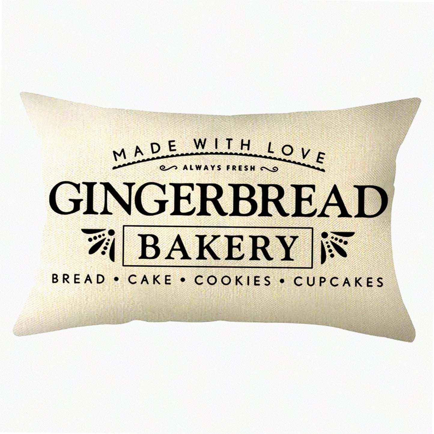 Winter Wonderland Lumbar Pillow Cover - Festive Holiday Farmhouse Decor for Sofa Couch - Gingerbread House Cushion Case, 12 x 20 Inch