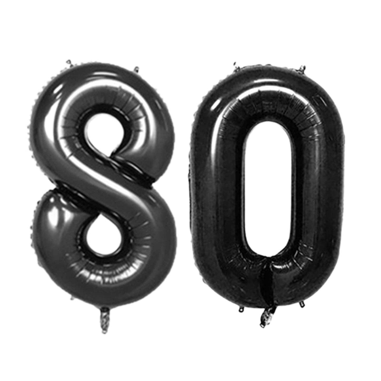 Jumbo Digital 80 Balloon Set - Giant 32" Helium Balloons for 80th Birthday, Wedding, Bachelorette, Bridal Shower - Black Alphabet Number 80 Party Decor