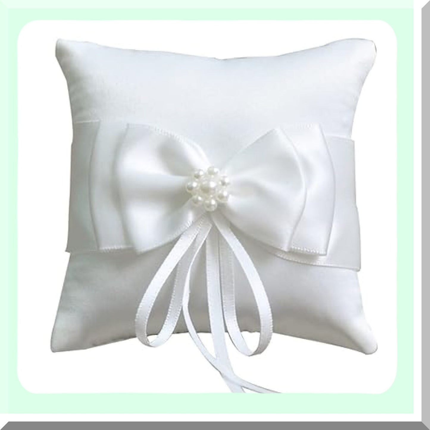 Elegant Wedding Ring Pillow with Pearls and Ribbons