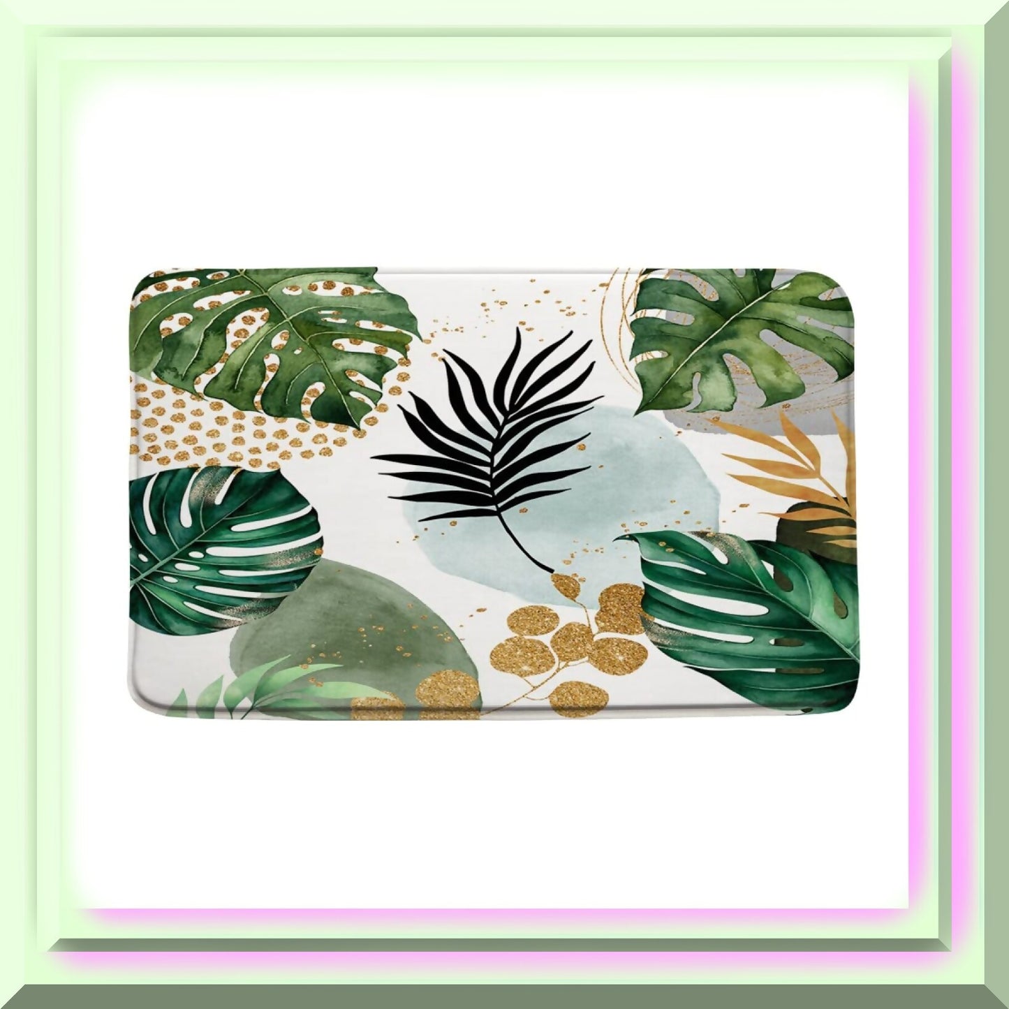 Green Golden Leaves Bathroom Mat 17.7 x 29.5 Inch